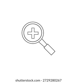 Modern Minimalistic Lupe Line Icon Vector. Simple zoomin
magnifier outline icon for searching or zoom in concept. Research symbol isolated on white background. Can be used for web and mobile.