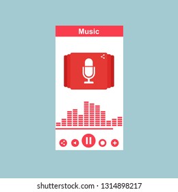 modern minimalistic media player user interface with panel control in modern flat design - Vector