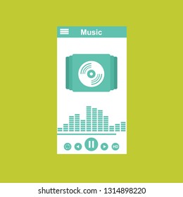 modern minimalistic media player user interface with panel control in modern flat design - Vector