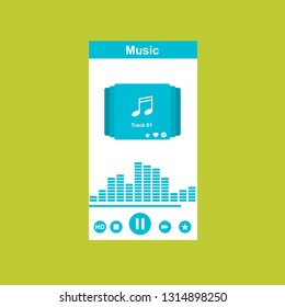 modern minimalistic media player user interface with panel control in modern flat design - Vector