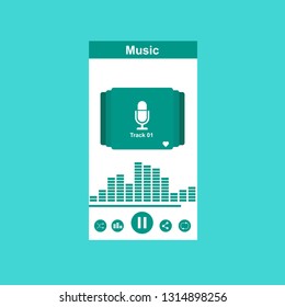 modern minimalistic media player user interface with panel control in modern flat design - Vector