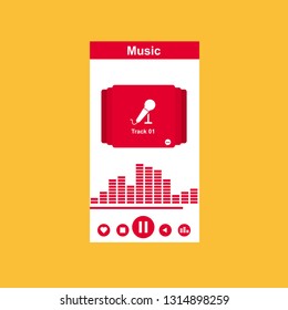 modern minimalistic media player user interface with panel control in modern flat design - Vector