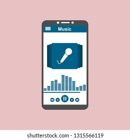 modern minimalistic media player user interface with panel control in modern flat design - Vector