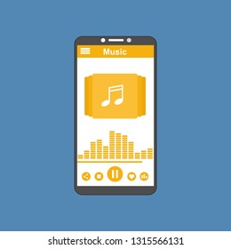 modern minimalistic media player user interface with panel control in modern flat design - Vector