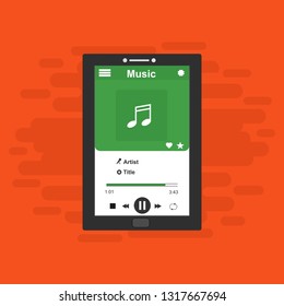 modern minimalistic media player user interface with panel control in modern flat design - Vector