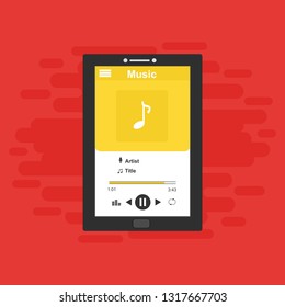 modern minimalistic media player user interface with panel control in modern flat design - Vector