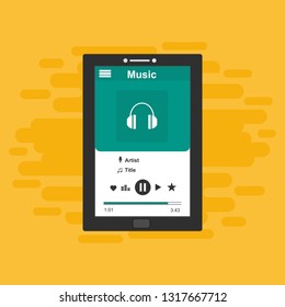 modern minimalistic media player user interface with panel control in modern flat design - Vector