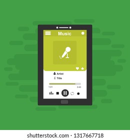 modern minimalistic media player user interface with panel control in modern flat design - Vector