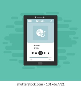 modern minimalistic media player user interface with panel control in modern flat design - Vector