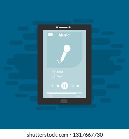 modern minimalistic media player user interface with panel control in modern flat design - Vector