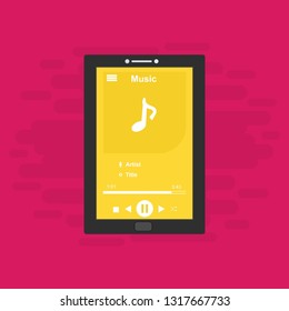 modern minimalistic media player user interface with panel control in modern flat design - Vector