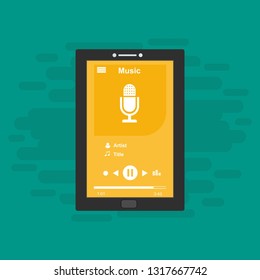 modern minimalistic media player user interface with panel control in modern flat design - Vector