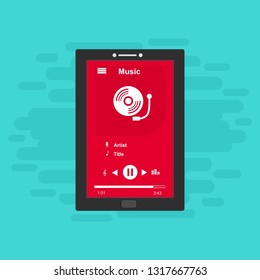 modern minimalistic media player user interface with panel control in modern flat design - Vector