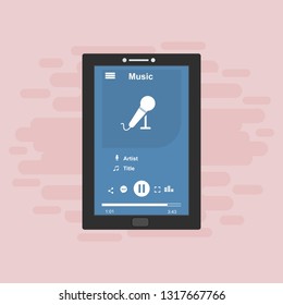 modern minimalistic media player user interface with panel control in modern flat design - Vector