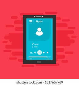 modern minimalistic media player user interface with panel control in modern flat design - Vector