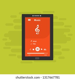 modern minimalistic media player user interface with panel control in modern flat design - Vector
