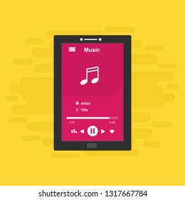 modern minimalistic media player user interface with panel control in modern flat design - Vector