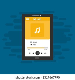 modern minimalistic media player user interface with panel control in modern flat design - Vector