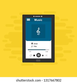 modern minimalistic media player user interface with panel control in modern flat design - Vector