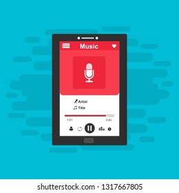 modern minimalistic media player user interface with panel control in modern flat design - Vector