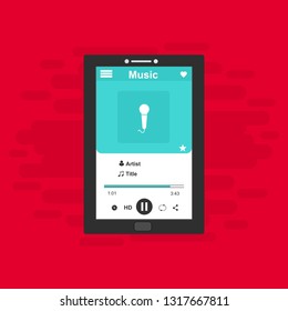 modern minimalistic media player user interface with panel control in modern flat design - Vector