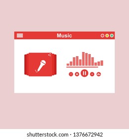 modern minimalistic media player user interface with panel control in modern flat design - Vector