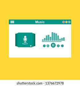 modern minimalistic media player user interface with panel control in modern flat design - Vector