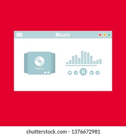 modern minimalistic media player user interface with panel control in modern flat design - Vector