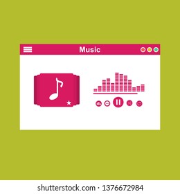 modern minimalistic media player user interface with panel control in modern flat design - Vector
