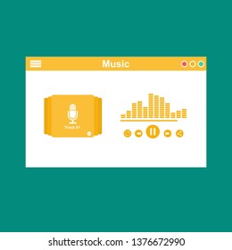 modern minimalistic media player user interface with panel control in modern flat design - Vector
