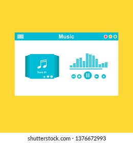modern minimalistic media player user interface with panel control in modern flat design - Vector