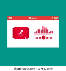 modern minimalistic media player user interface with panel control in modern flat design - Vector