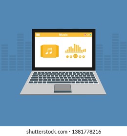 modern minimalistic media player user interface with panel control in modern flat design - Vector