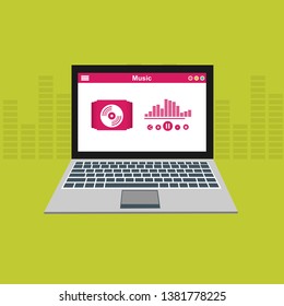 modern minimalistic media player user interface with panel control in modern flat design - Vector