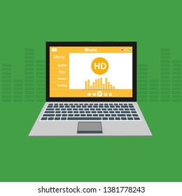 modern minimalistic media player user interface with panel control in modern flat design - Vector