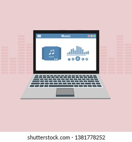 modern minimalistic media player user interface with panel control in modern flat design - Vector