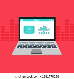 modern minimalistic media player user interface with panel control in modern flat design - Vector