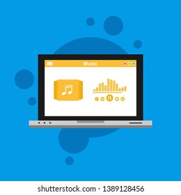modern minimalistic media player user interface with panel control in modern flat design - Vector