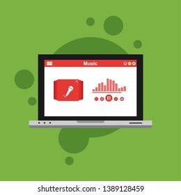 modern minimalistic media player user interface with panel control in modern flat design - Vector
