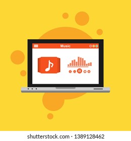 modern minimalistic media player user interface with panel control in modern flat design - Vector