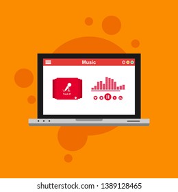 modern minimalistic media player user interface with panel control in modern flat design - Vector