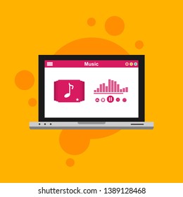 modern minimalistic media player user interface with panel control in modern flat design - Vector