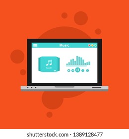 modern minimalistic media player user interface with panel control in modern flat design - Vector