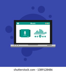 modern minimalistic media player user interface with panel control in modern flat design - Vector