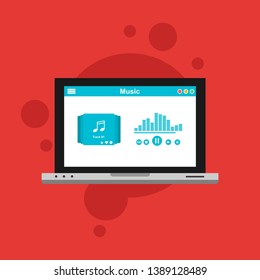 modern minimalistic media player user interface with panel control in modern flat design - Vector