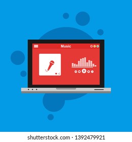 modern minimalistic media player user interface with panel control in modern flat design - Vector