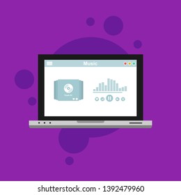 modern minimalistic media player user interface with panel control in modern flat design - Vector
