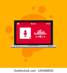 modern minimalistic media player user interface with panel control in modern flat design - Vector