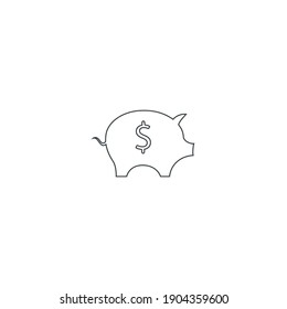 Modern Minimalistic Money save Vector Line Icon. Simple pig box outline icon for currency or investing concept. Budget symbol isolated on white background. Can be used for web and mobile.