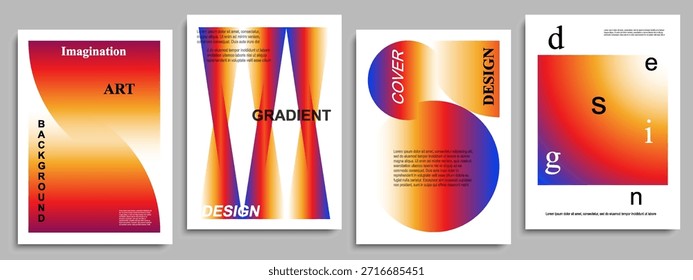 Carteles minimalistas modernos con Formas de gradiente vibrantes: círculo, cuadrado, triángulo con transiciones de color suaves, diseño abstracto para portada, carteles, folleto